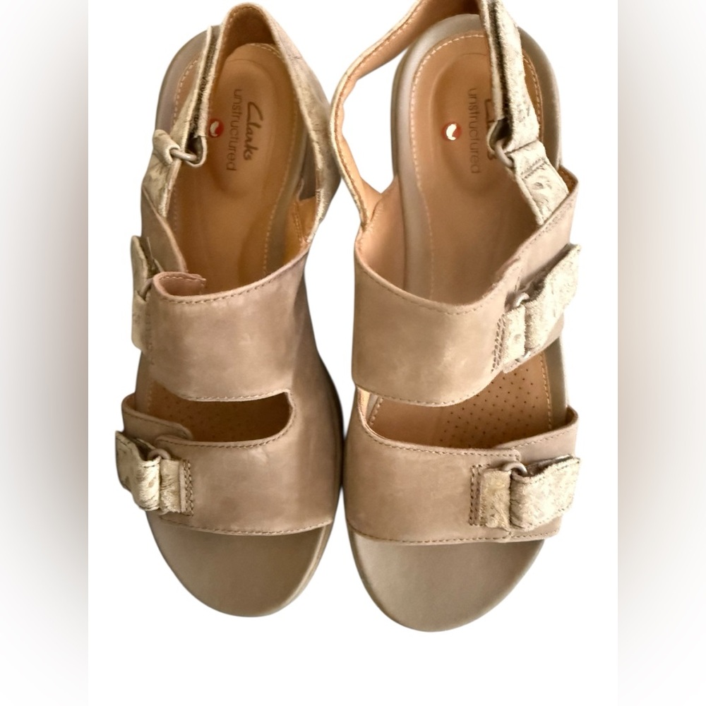 Clarks Unstructured Brown Leather Slingback Sandals‎ Size 7 Casual Comfort